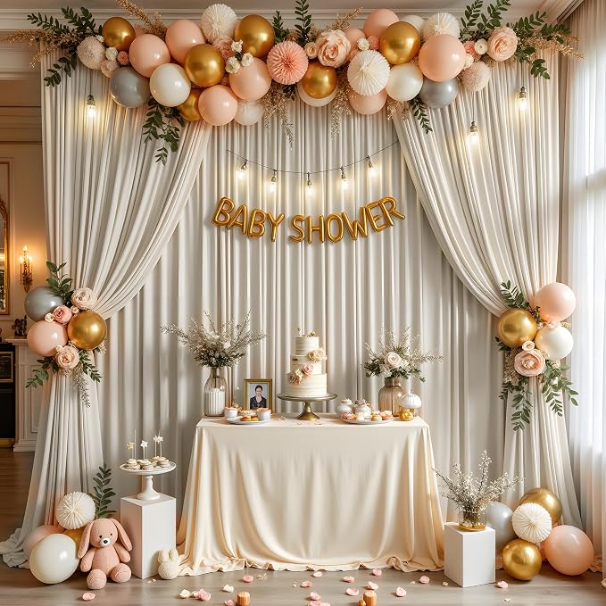 20ft x 12ft Wrinkle Free Beige Backdrop Curtains