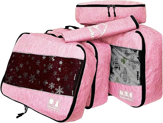 5 Set Packing Cubes for Travel Large Suitcase Luggage Organizer Bags Travel Accessories Vacation 4 Cubes 1 Laundry Pouch Bag