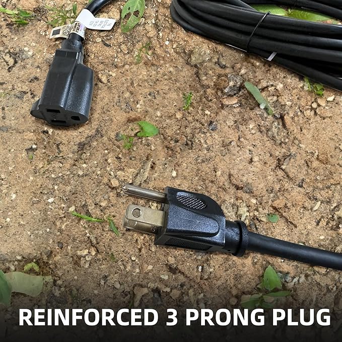 YOJOE Indoor Outdoor Extension Cord, 3 Prong 13A Weatherproof Power Cord, 16 Gauge Heavy Duty 30 ft Black Extension Cord for Garage, Garden and Home, 16/3 SJTW UL Listed