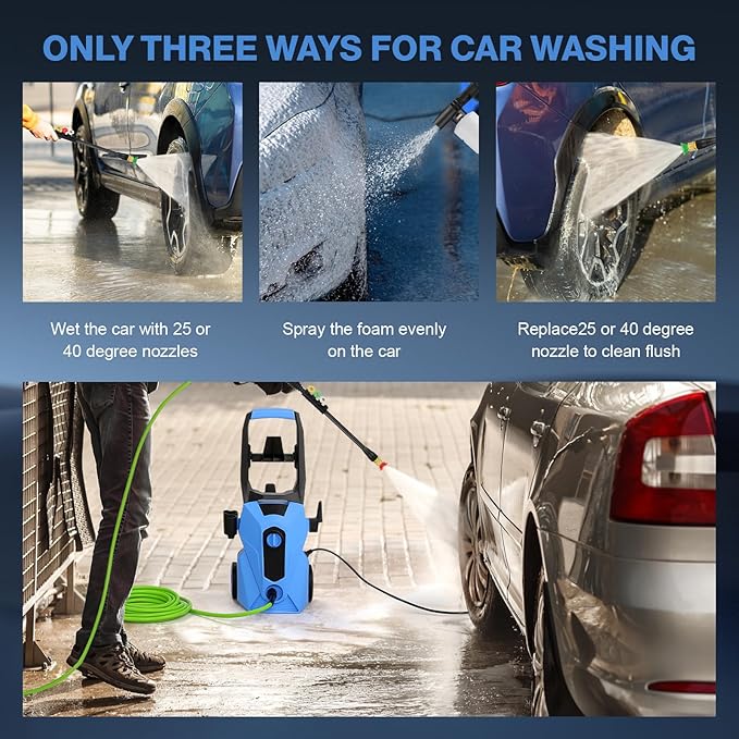 2026 New 5000PSI Electric Pressure Washer, Power Washer with 33FT Resistant Extension Hose and 4 Nozzles, Compatible with Undercarriage washers, Professional Powerwashers for Home/Car(Blue)