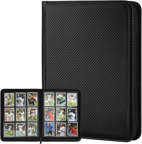 GERMUN Trading Card Binder - 9 Pocket Premium Card Holder for 360 Cards | Double-Sided Album in Carbon Black