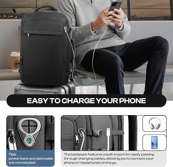 Carry on Backpack for 1-10 Days Trips, Extra Large 40L-50L Travel Backpack TSA