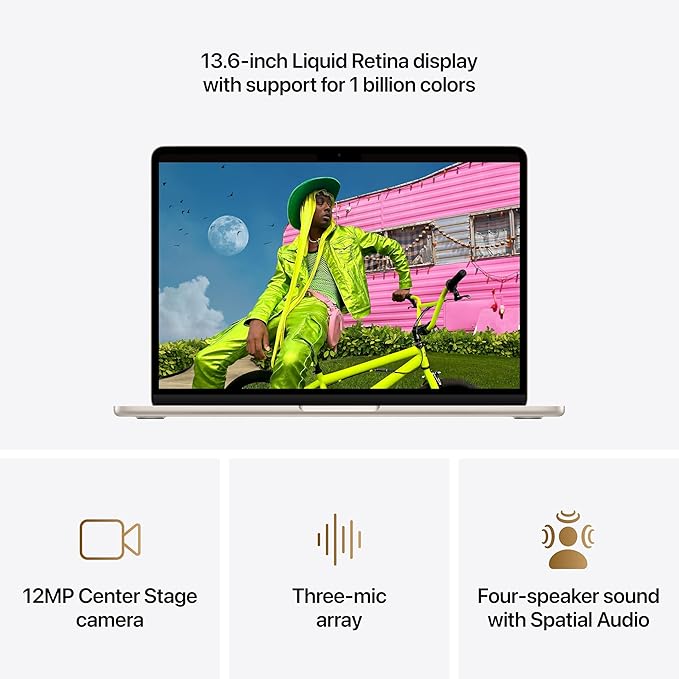 Apple 2026 MacBook Air 13-inch Laptop with M5 chip: Built for AI, 13.6-inch Display, 16GB Unified Memory, 512GB SSD, 12MP Center Stage Camera, Touch ID, Wi-Fi 7; Starlight with AppleCare+ (3 years)