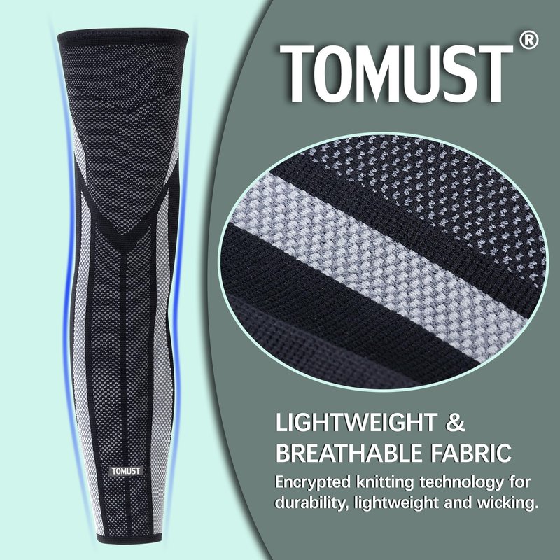 TOMUST Full Leg Compression Sleeve (Pair), Thigh Support, Calf Protect, Anti Slip Long Knee Brace for Joint Pain, ACL, MCL, Meniscus Tear, Arthritis, Tendonitis, Running, Basketball, Football, XXXL