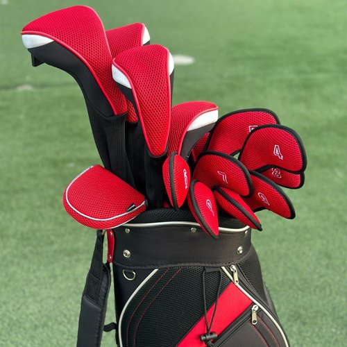Andux 2pcs/Pack Long Neck Golf Hybrid Club Head Covers Interchangeable No. Tag CTMT-02 Red