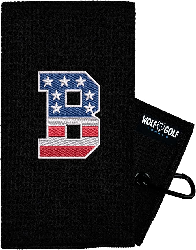 Wolf Golf Towels USA Monogrammed Personalized Golf Towel | Custom Golf Towels for Golf Bags for Men or Women