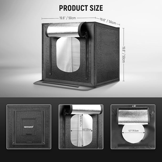 NEEWER 50W Upgraded Photo Studio Light Box, 4 Backdrops, 5600K 192 LEDs