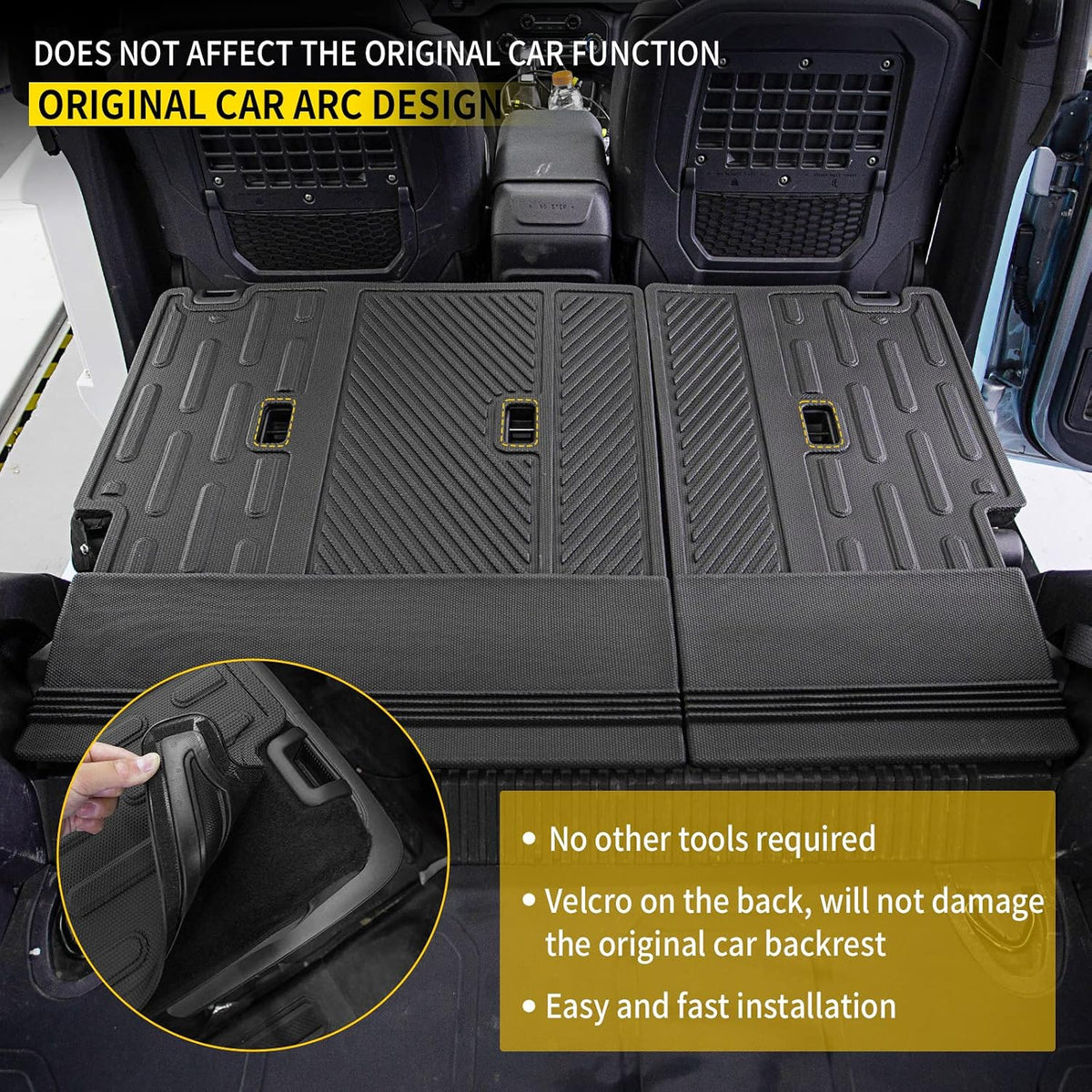 Floor Mats Compatible with 2021 2022 2023 2024 2025 2026 Ford Bronco Trunk Mat Cargo Liner Kick Mat for Ford Bronco Accessories 4 Door(Trunk Mat+Floor Mats+Rear Backrest Mats)