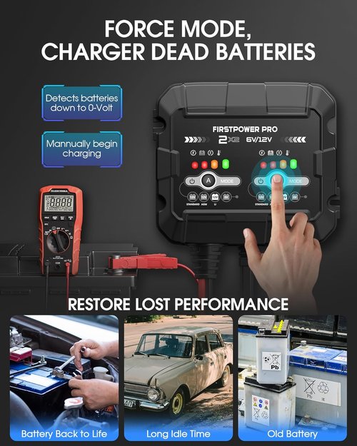 2-Bank Trickle Charger by [Brand Name] | 4A Automotive Battery Maintainer for 12V & 6V Batteries