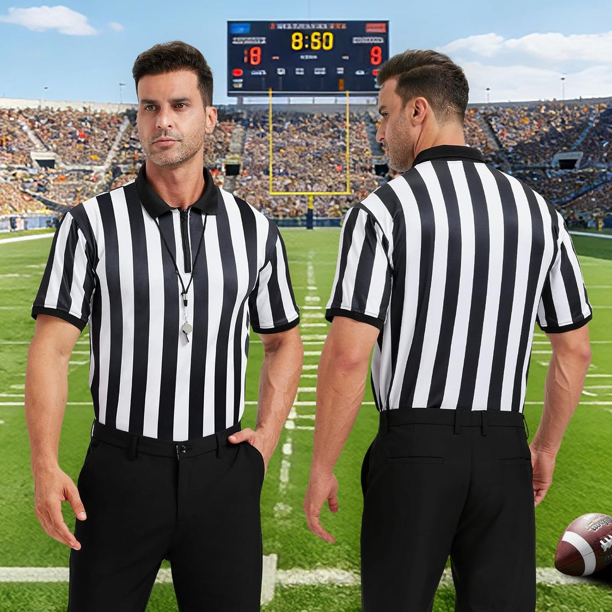 Skiennix Men's Referee Costume Kit - Football Umpire Jersey with Whistle & Penalty Flag | Ideal for Sports & Cosplay