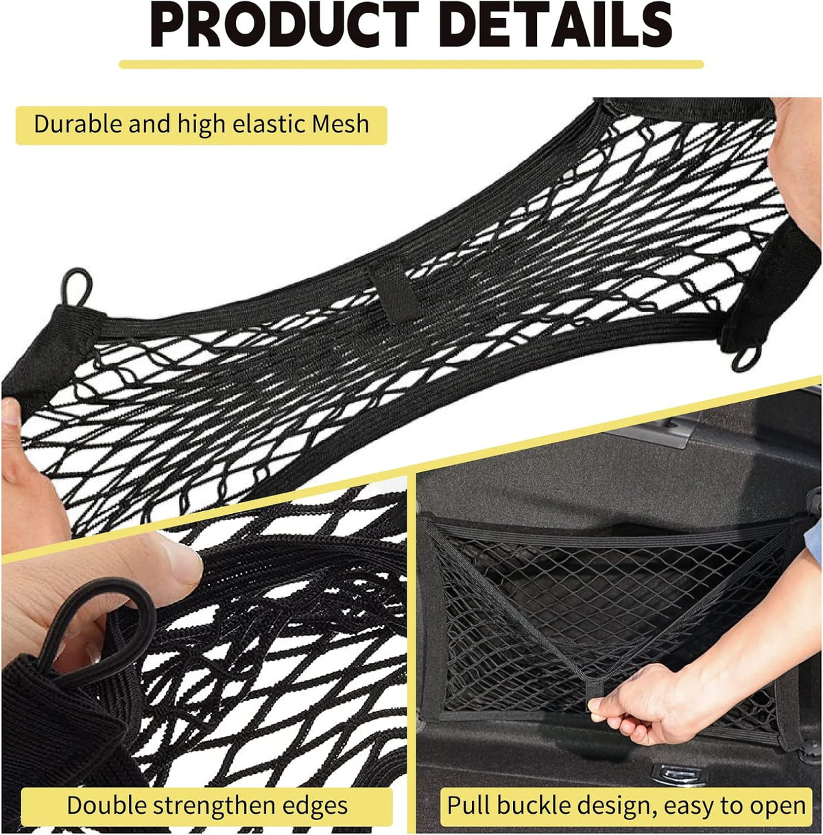 DEDC 4 Pack 17.7x9.8'' Cargo Storage Net Universal Elastic Storage Mesh