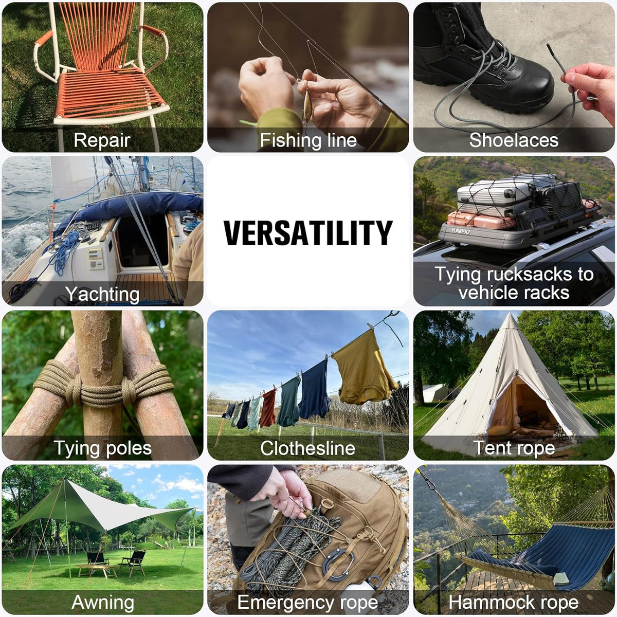 Paracord 550 lb - 50ft Heavy Duty 7-Strand Parachute Cord | Desert Camo Survival & Camping Gear