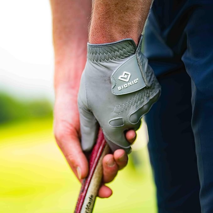 Bionic Men's StableGrip 2.0 Grey Golf Glove - Made from Premium Cabretta Leather