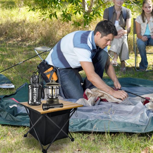 Audoyon Foldable Camping Side Table, Ultralight Small Beach Aluminum, Portable Outdoor Table with Carry Bag and Storage for Picnic, Grill, Hiking, Fishing, Sand, Camping, Nature