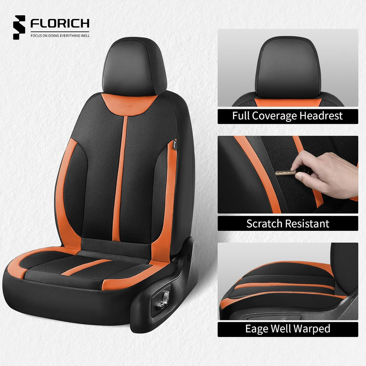 Seat Covers, Car Seat Covers Full Set, Black&Brown Seat Covers for Cars 5 Seats, Breathable Car Seat Protector, Front and Rear Car Seat Cushion, Automotive Seat Covers Universal Fit for Most Cars SUV
