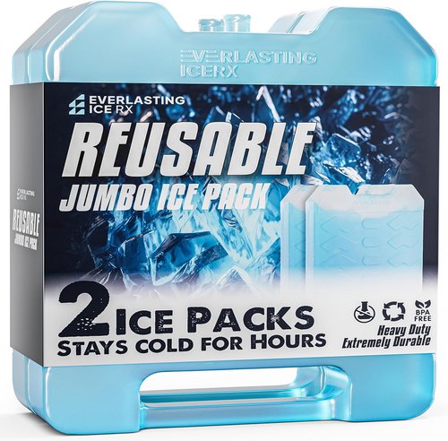 Everlasting Ice RX Large Reusable Ice Packs - BPA Free Cooler Packs with Handle (4 Pack) for Extended Cooling | Perfect for Camping, Fishing, Hiking, Beach