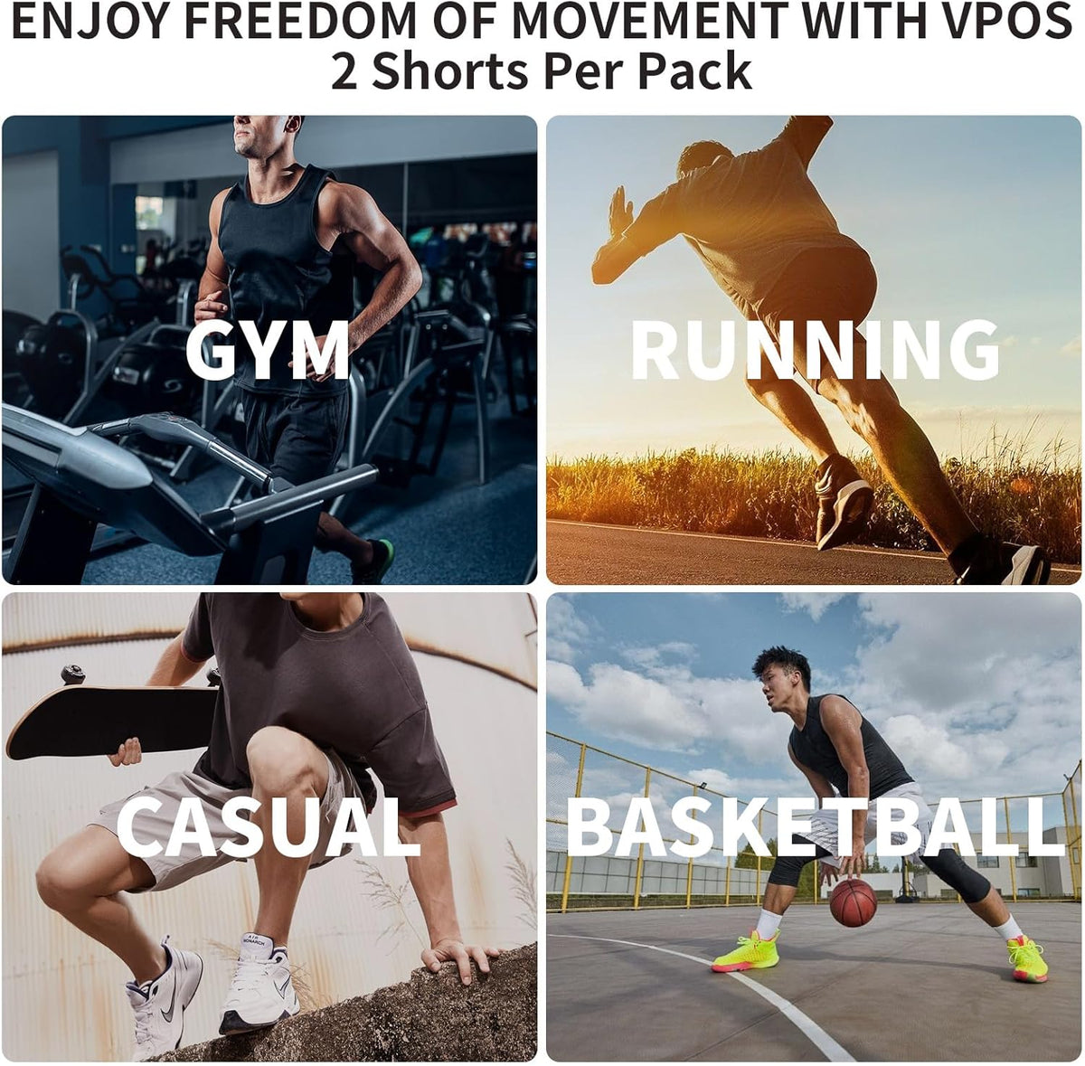 VPOS Men's Athletic Shorts - Lightweight Quick-Dry Workout Shorts | 5/7 Inch Inseam, Ideal for Gym & Running