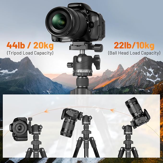 JOILCAN 66" Camera Tripod, Lightweight Travel Tripod