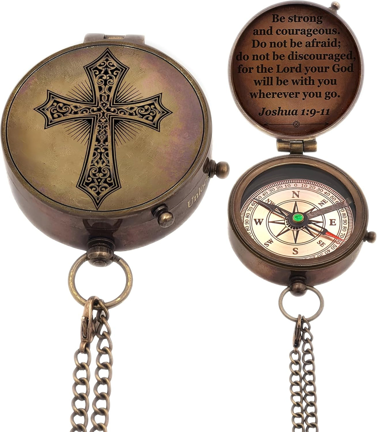 Regine Switzerland Personalized Keepsake Compass - Engraved Cross & Inspirational Message | Baptism & Confirmation Gift