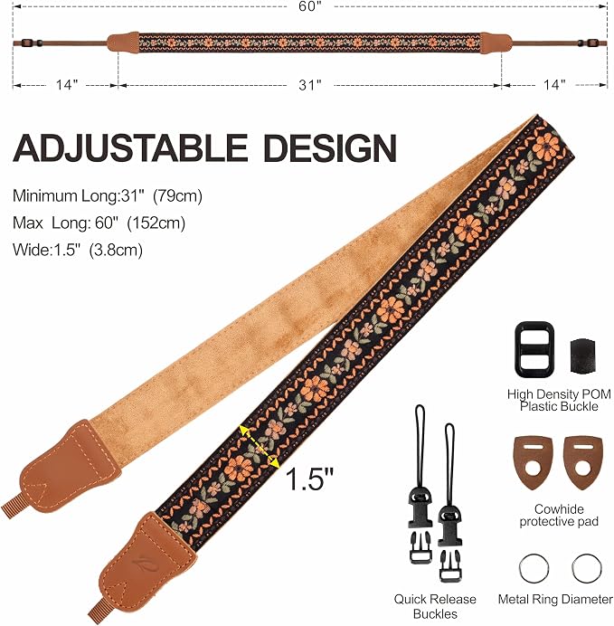 Padwa Lifestyle Embroidered Floral Camera Strap