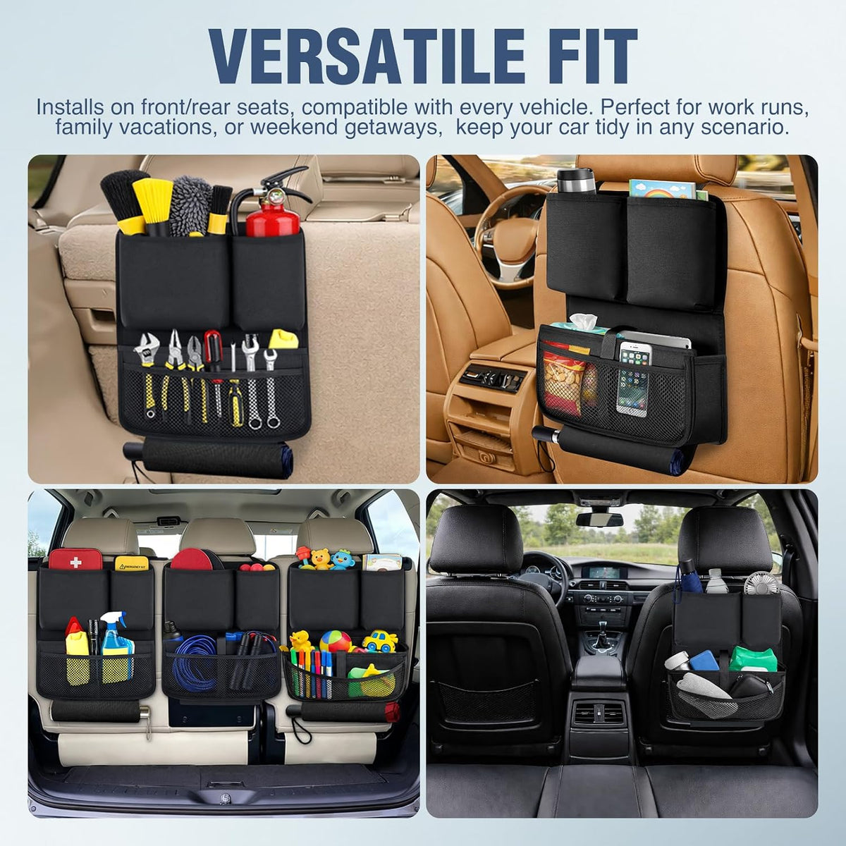 Nilight Car Seat Back Organizer 1PC Black Oxford Fabric Universal