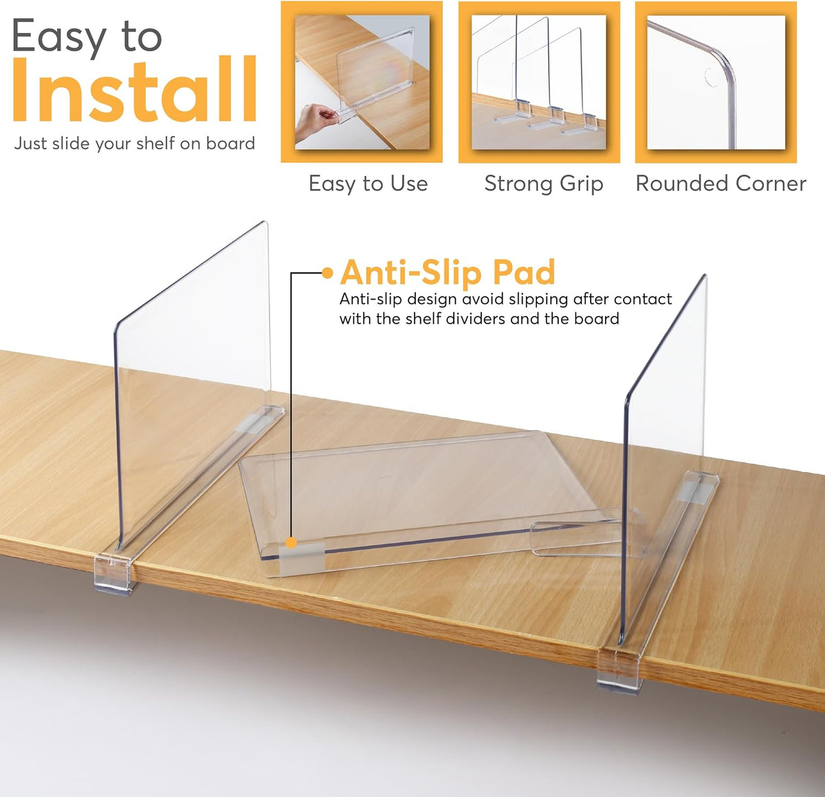 10 Pack Acrylic Shelf Dividers for Closet 11x7.9 Inch – Acrylic Dividers for Shelves Clear Closet Shelf Separators for Purses, Clothes Storage – Vertical Bookshelf Dividers for Bedroom & Kitchen