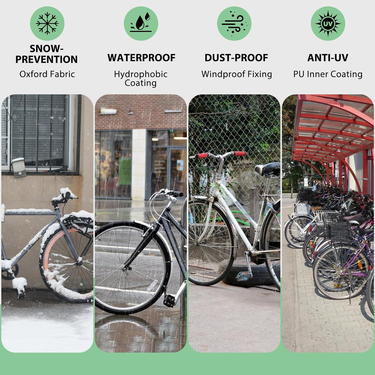 Topcrown Waterproof Bike Cover - Outdoor Storage for 3 Bikes | UV, Dust & Wind Protection, XXXL Black & Green