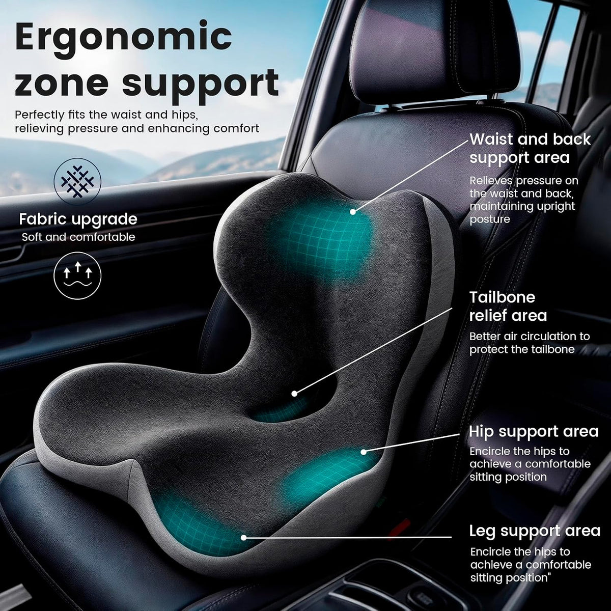 Car Seat Cushion For Long Driving，Office Chair Cushions For Back And Butt