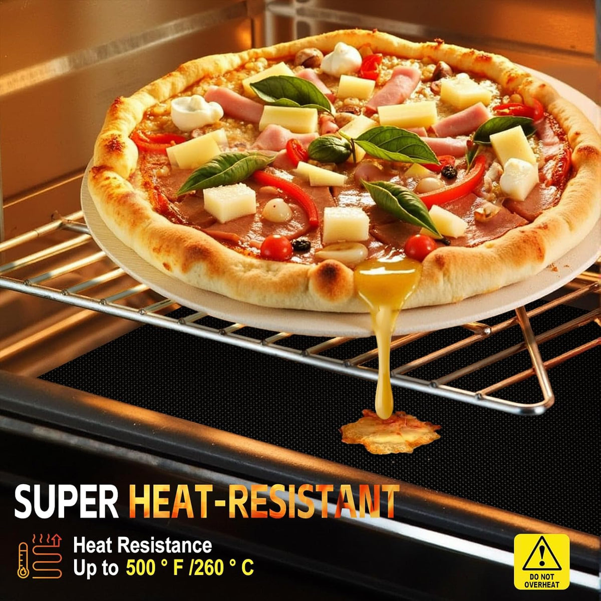 Skiennix Oven Liners - 2 Pack Heavy Duty Non-Stick Mats | Reusable & Heat Resistant, 17"x25" (Black)