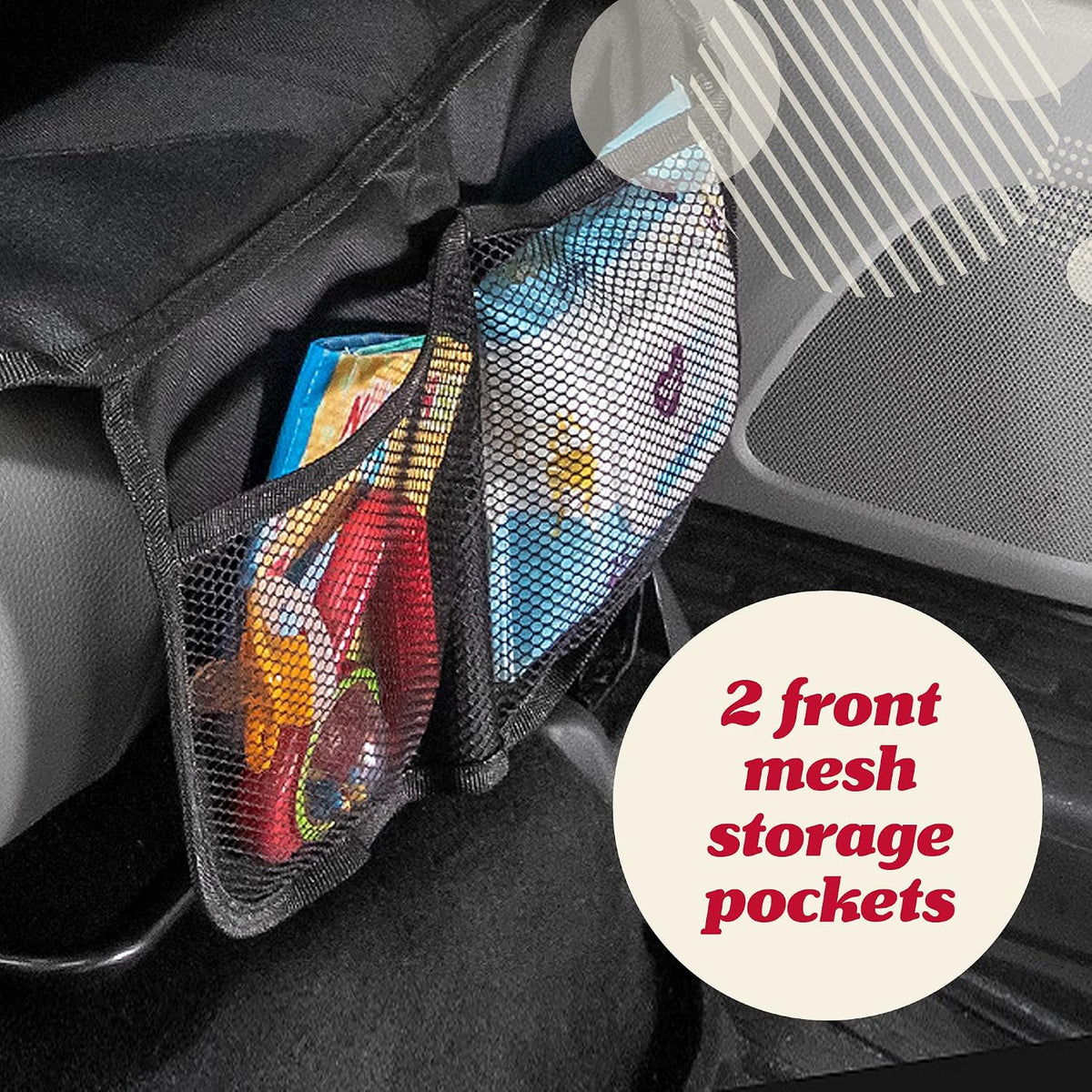 Lusso Gear Car Seat Protector - Waterproof Seat Protector & Non-Slip Backing - Waterproof Car Cover & Easy Clean-Up - Dual Mesh Storage Pockets & Travel Convenience - Gray