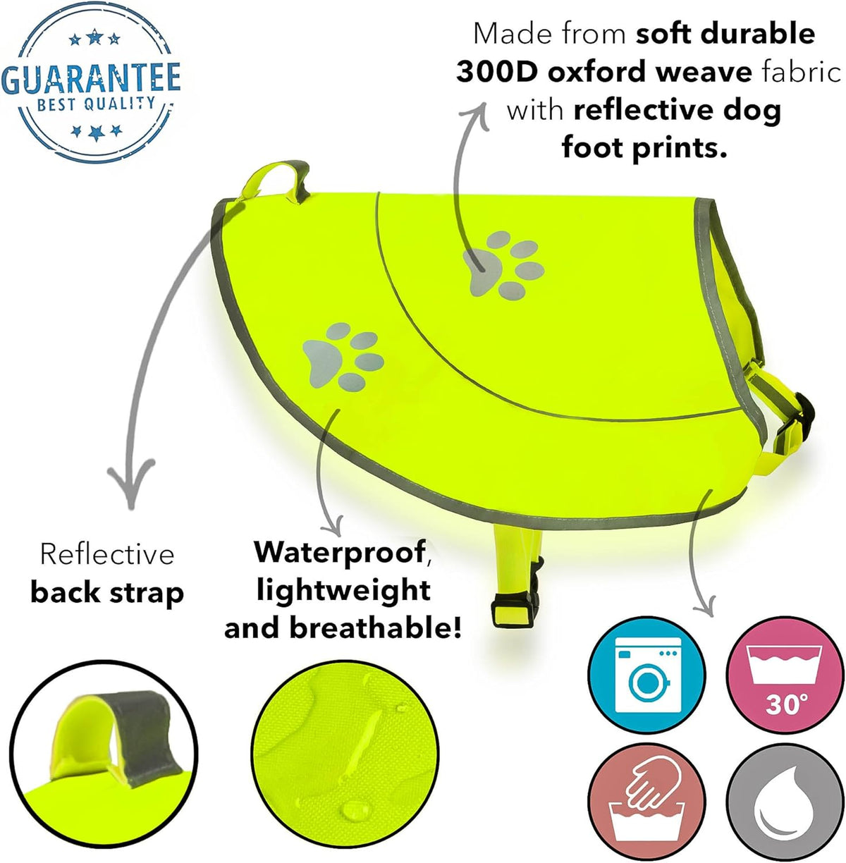 Skiennix Dog Reflective Vest - High Visibility Safety Jacket for Dogs | Comfortable Fit, Yellow, XX-Large