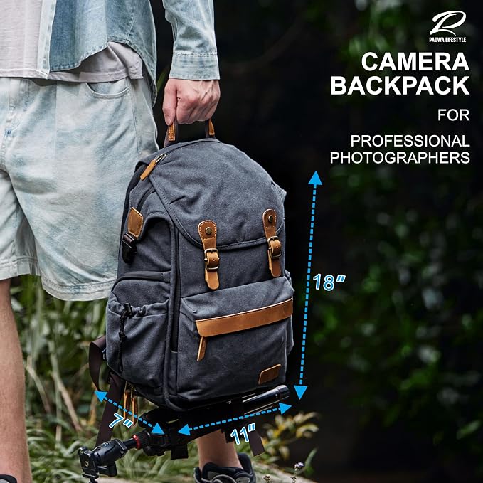 Padwa Lifestyle Black Canvas Camera Backpack