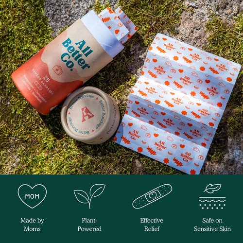 All Better Co. The Better Bandage - Organic Bamboo, Hypoallergenic, Earth-Friendly Adhesive - Pack of 25