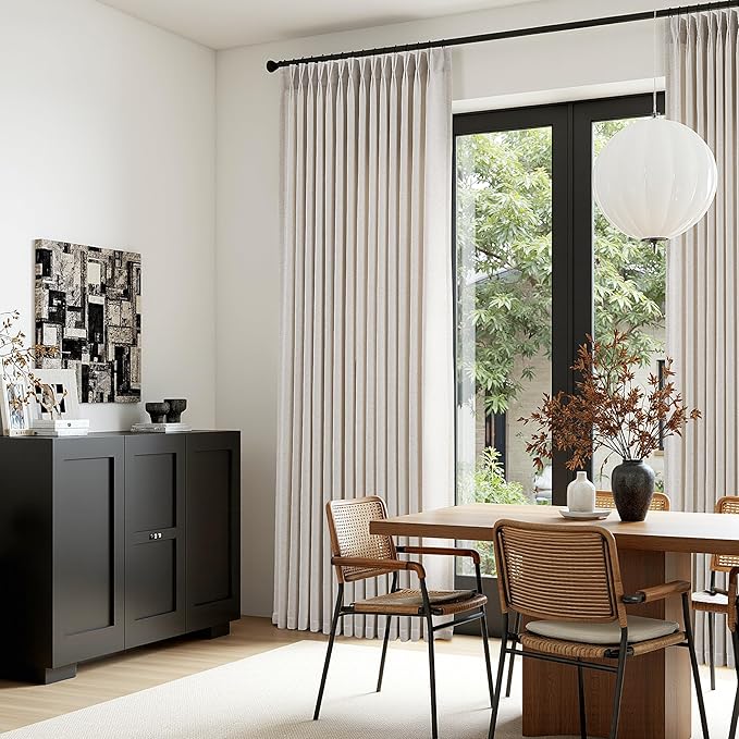 Memory Trained Pinch Pleated Curtains 86 Inches Long, Viral Linen Pinch Pleat