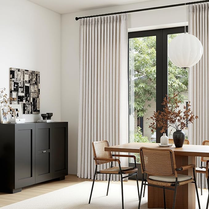 Memory Trained Pinch Pleated Curtains 102 Inches Long, Viral Linen Pinch Pleat
