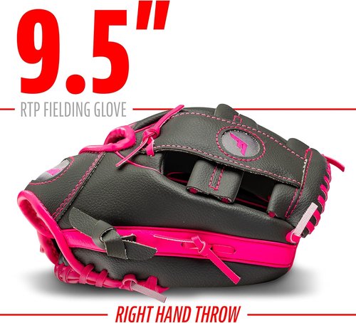 Franklin Sports Kids Baseball Gloves - RTP Youth Teeball Glove & Ball Set | 9.5" Mitt for Boys & Girls