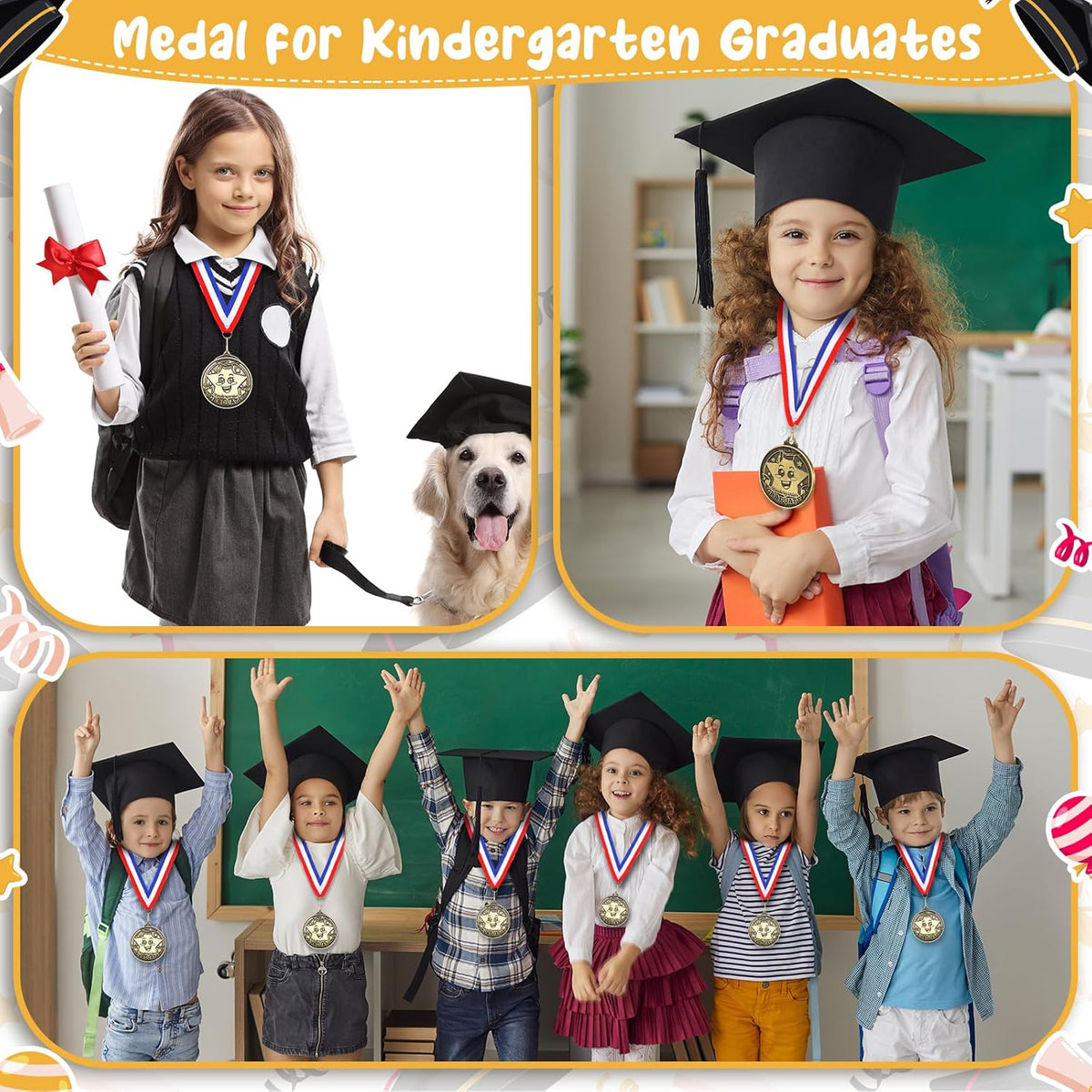 Remuuly Kindergarten Graduation Medals - 30/60 Pcs 2'' Award Medallions with Neck Ribbons | Perfect Congrats Gifts for Kids