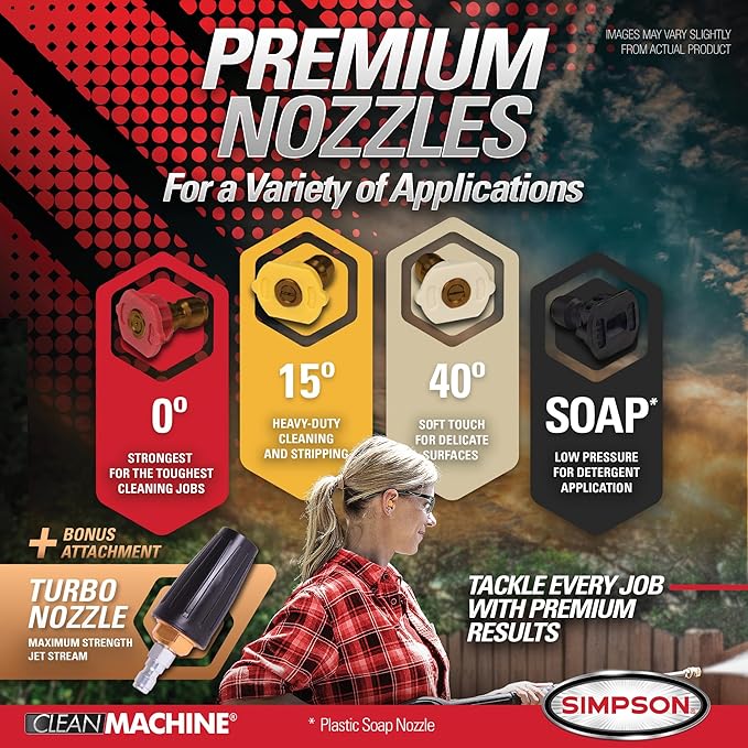 Simpson Cleaning 3200 PSI Gas Pressure Washer, 2.5 GPM Residential Power Washer with Soap Tank and Turbo Nozzle, 25' Hose, Clean Machine, 49-State (CM61456)