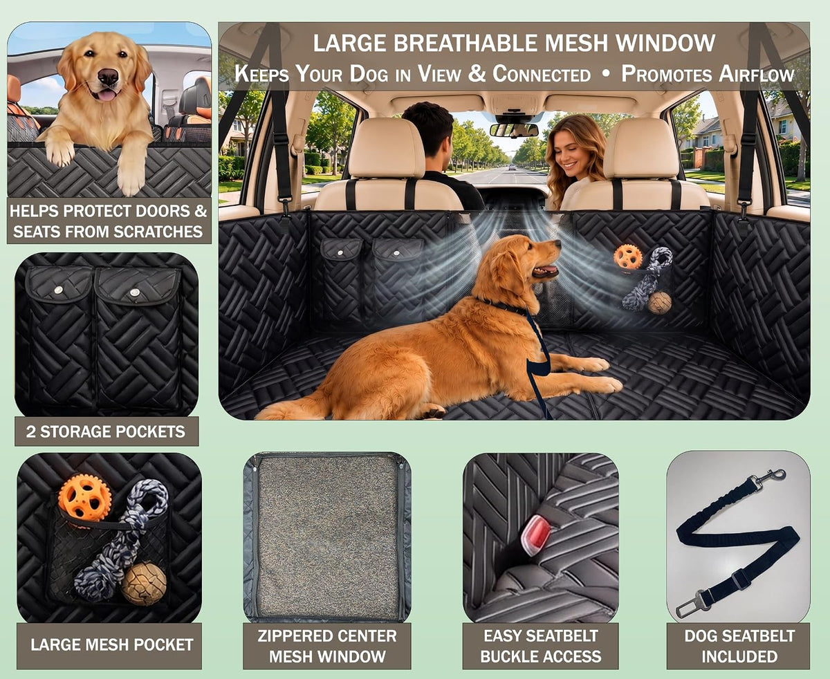Hard Bottom Dog Car Seat Cover, Waterproof Dog Hammock