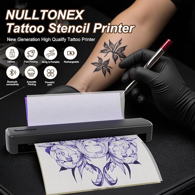 Tattoo Stencil Printer, Portable Wireless Bluetooth Thermal Transfer Machine