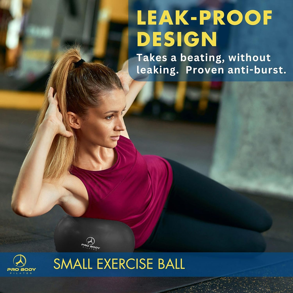 ProBody Pilates Exercise Ball - 9 Inch Stability Ball for Yoga, Core Strength & Physical Therapy