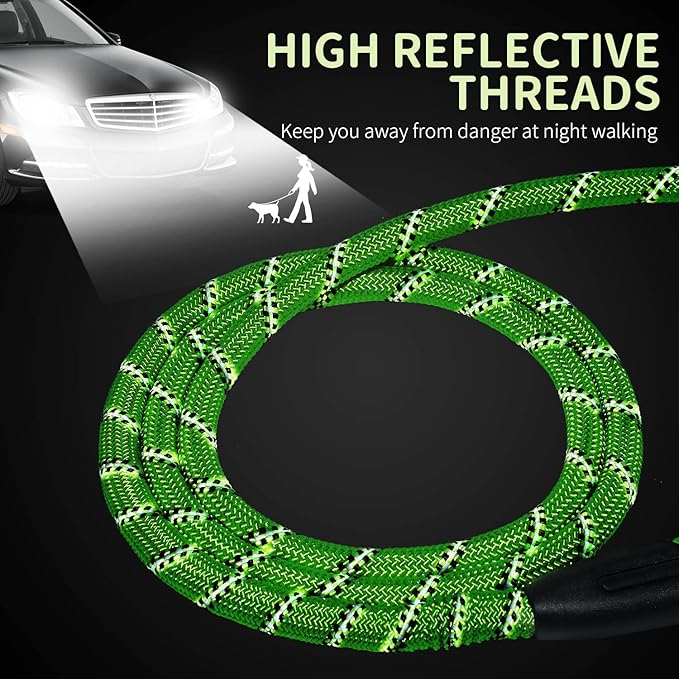 Long Dog Leash for Training 30Ft-Reflective Nylon Rope with Swivel Hook-Recall Agility Lead for Large Small Medium Dogs Outside Walking Hiking-Green Diam 1/2"