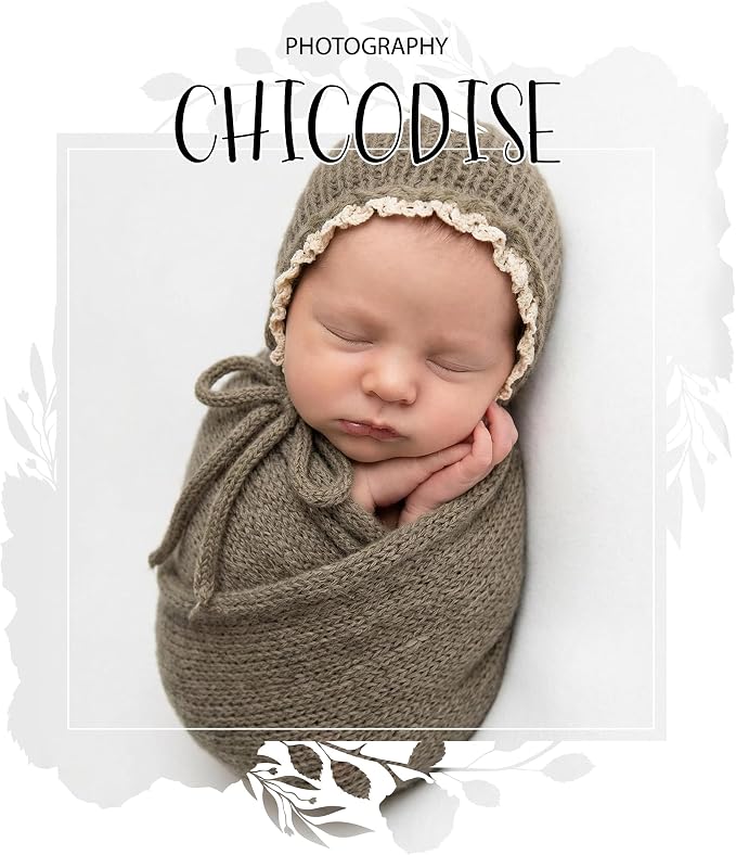 Newborn Photography Props Wraps & Ruffle Edge Bonnet