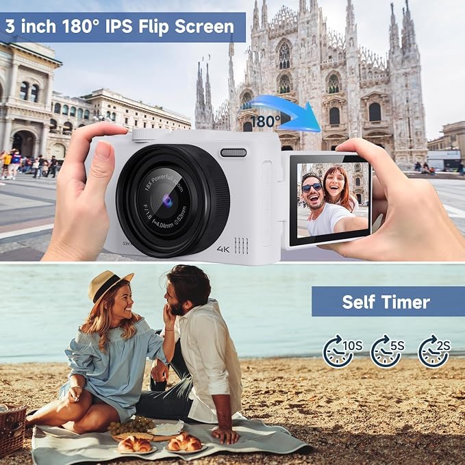 Digital Camera 4K for Photography, 50MP Vlogging Camera for YouTube Video
