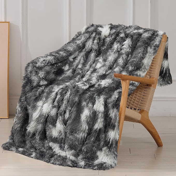 Tuddrom Decorative Extra Soft Faux Fur Blanket Twin Size 70" x 78", Solid