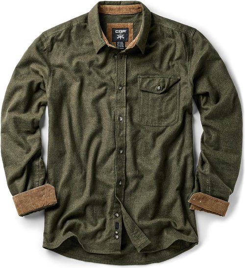 CQR Men's Flannel Shirt - 100% Cotton, Long Sleeve, Soft & Warm Casual Plaid | Outdoor Wear