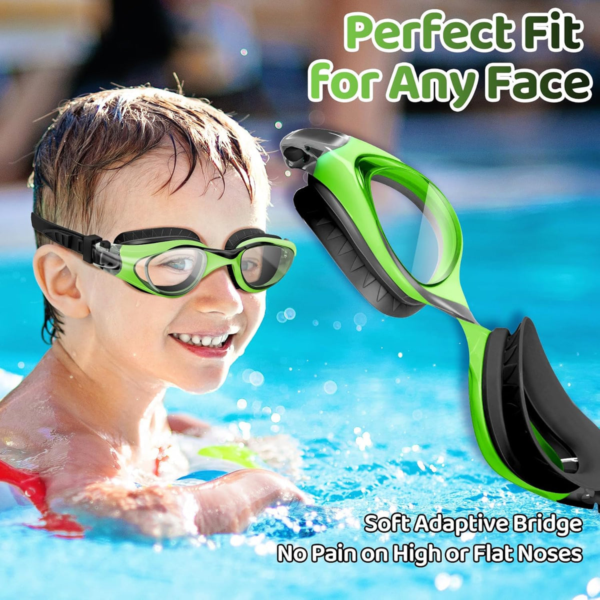 Vvinca Kids Swim Goggles - Anti-Fog UV Protection | Leakproof Design for Ages 6-14