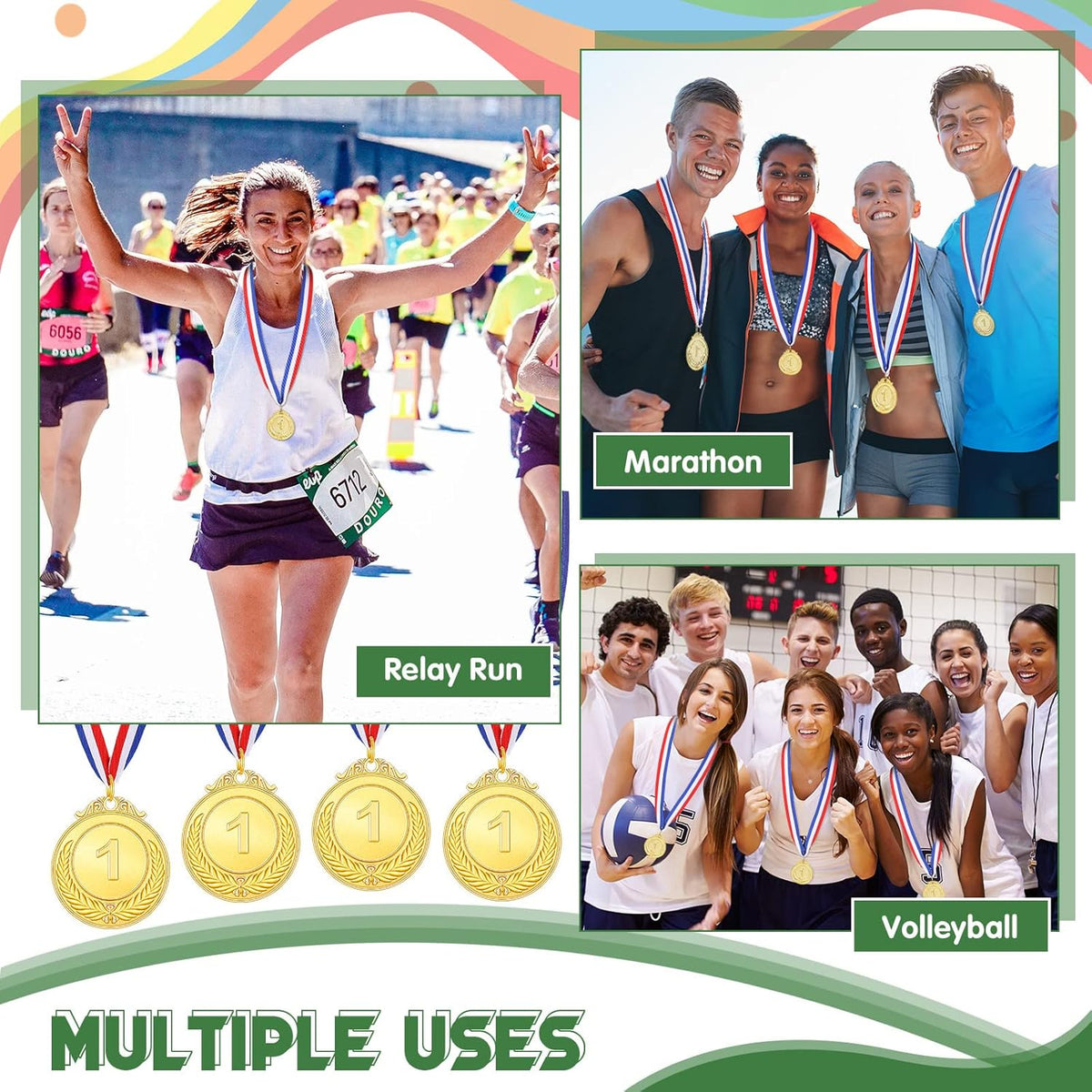 Yinkin Gold Award Medals - 1st Place Medals for Kids | Ribbon Included for Sports Competitions