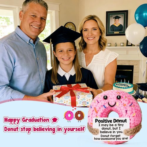 Graduation Inspirational Gifts | Positive Motivational Support Crochet Donut - Perfect for Women, Teachers & Graduates