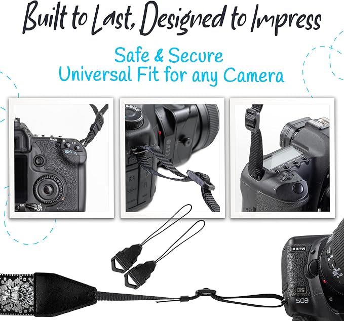 Art Tribute Camera Strap, Vintage Embroidered Neck Shoulder & Crossbody Camera
